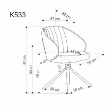 Auduma krēsls K-533, pelēks